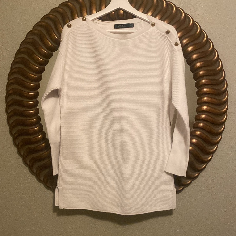 White Sweater with Button Accents